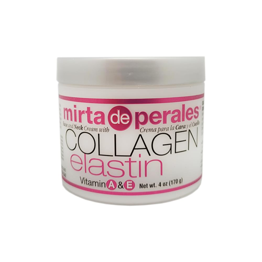 Closeup of Mirta de Perales collagen-elastin cream jar highlighting rich texture.