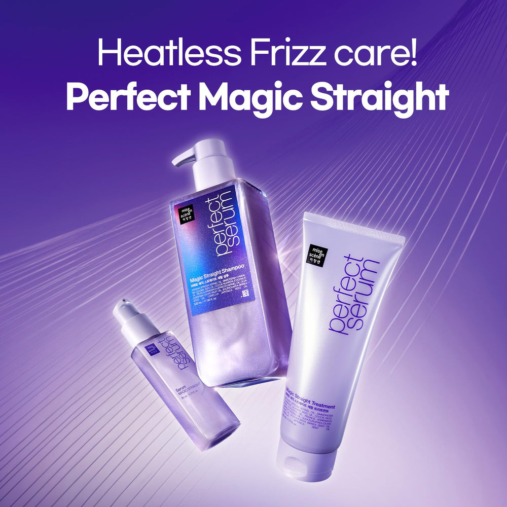 Mise En Scene Perfect Serum being applied to hair for smooth styling