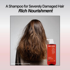 Mise En Scene shampoo with argan oil ingredients nourishes hair.