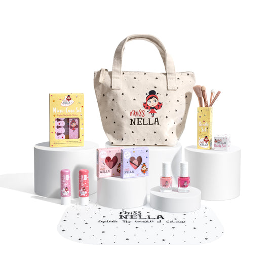 Miss Nella Bag of Wonder canvas bag ready for kid-friendly makeup use