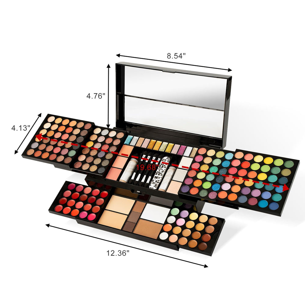 Miss Rose M 187 Colors palette in travel kit for easy touch-ups anywhere