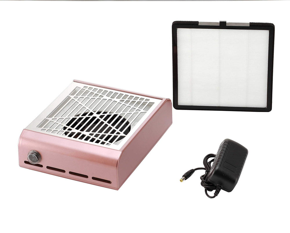 Miss Sweet electric nail dust collector rose gold side view in home setup