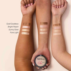 MISS2M used on brow and inner eye corner showing precise highlighting benefit