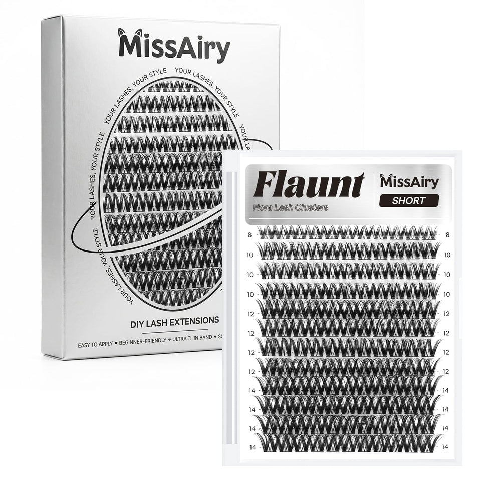 MissAiry Flaunt Lash Clusters 8-14mm bundle for a natural, feathered finish.