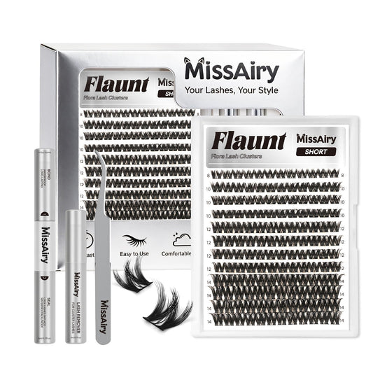 MissAiry Flora short clusters 8-14mm deliver wispy, natural volume for everyday lashes.