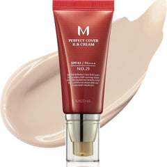 Missha Perfect Cover BB Cream No.21 light beige tube for daily use.