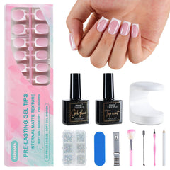 Misssix French Tip press-on nails kit front view for a complete at-home manicure.