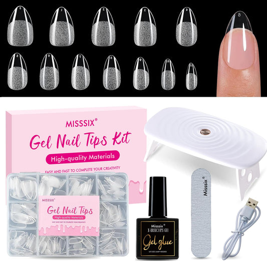 Misssix short almond nail tips closeup for precise gel application.