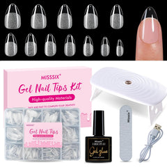 Misssix short almond nail tips closeup for precise gel application.