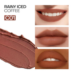Mistine Thai Latte Lipstick ice-texture detail highlights translucent, cool-toned shine.
