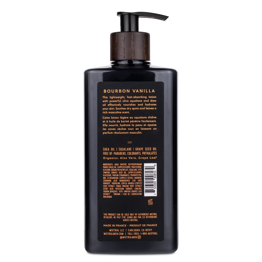 Mistral lotion quick-absorb close-up shows fast hydration with no greasy finish.