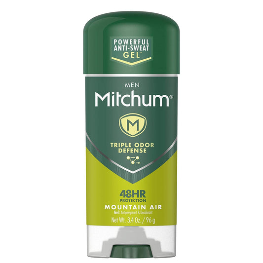 Mitchum Mountain Air gel bottle ready for quick-drying protection.