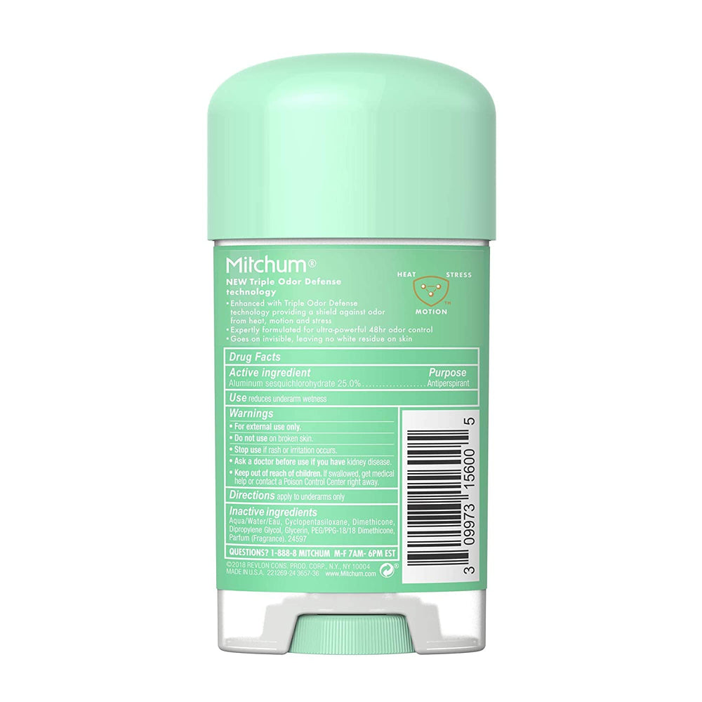 Mitchum clear gel dries quickly with no residue on skin.
