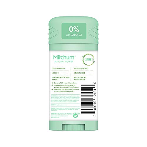Mitchum Natural Power deodorant for women, eucalyptus, helps stay dry without aluminum.