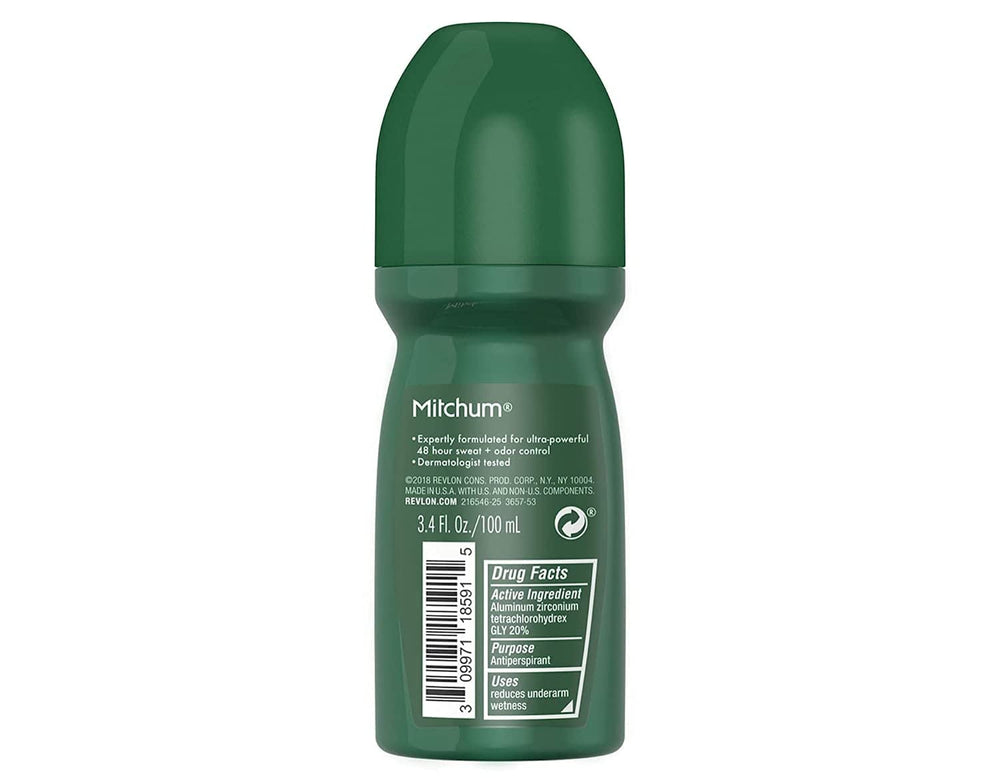 Close-up of Mitchum Unscented label shows fragrance-free protection.