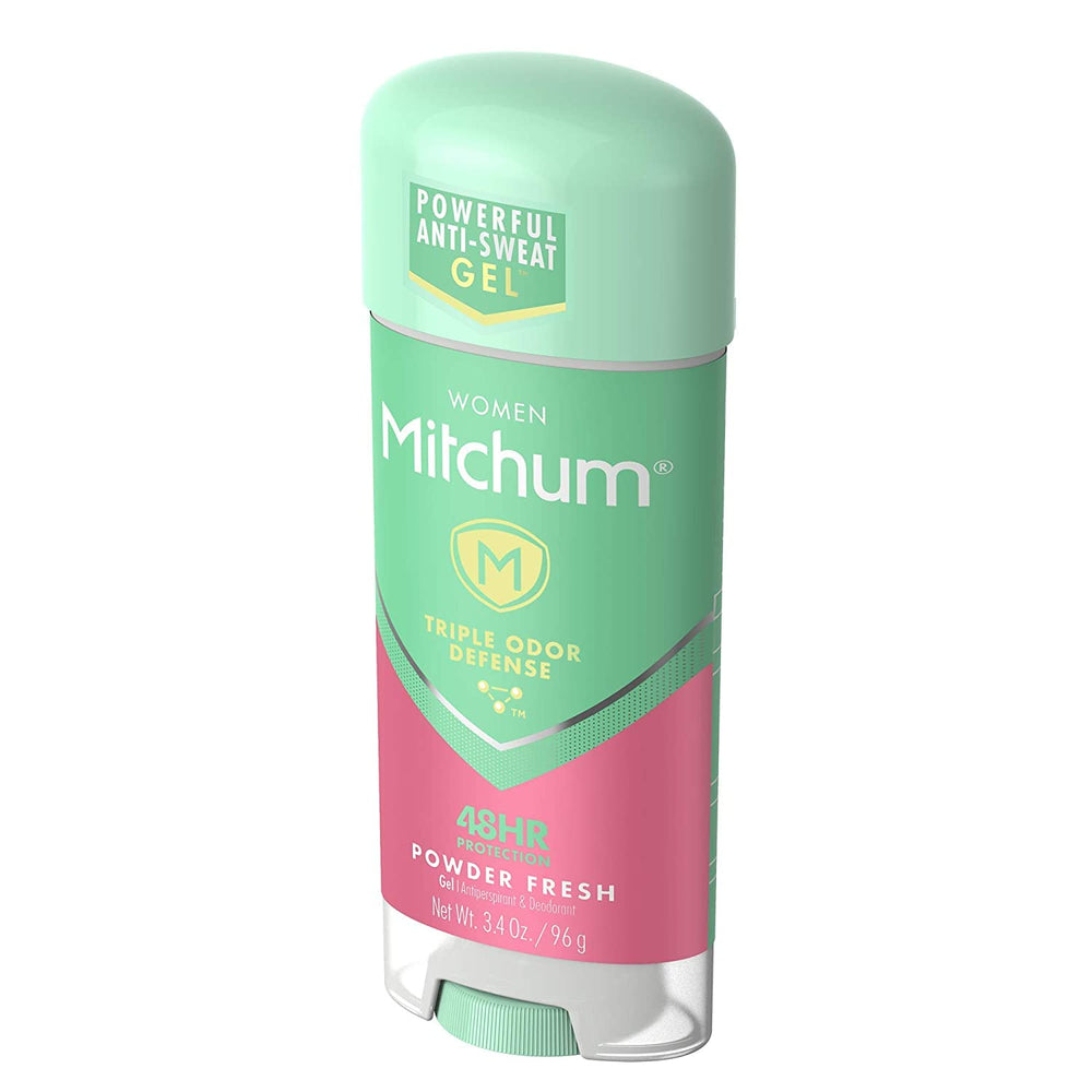 Powder fresh scent Mitchum for Women deodorant in use for daily wear.