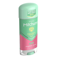 Three-pack box of Mitchum for Women deodorant for home, gym, and travel.