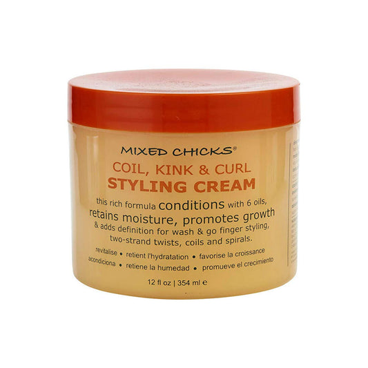 Mixed Chicks Coil, Kink & Curl Styling Cream bottle with label promoting defined curls.