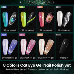 MIZHSE 9D cat-eye gel polishes with shimmering effect for dramatic nails