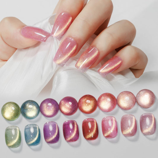 MIZHSE cat-eye gel nail polish in neon colors for at-home shimmer