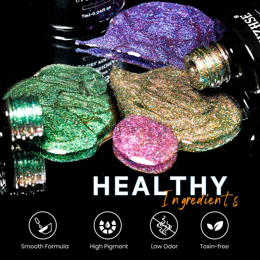 MIZHSE sapphire shift gel polish reveals color depth in varying lighting