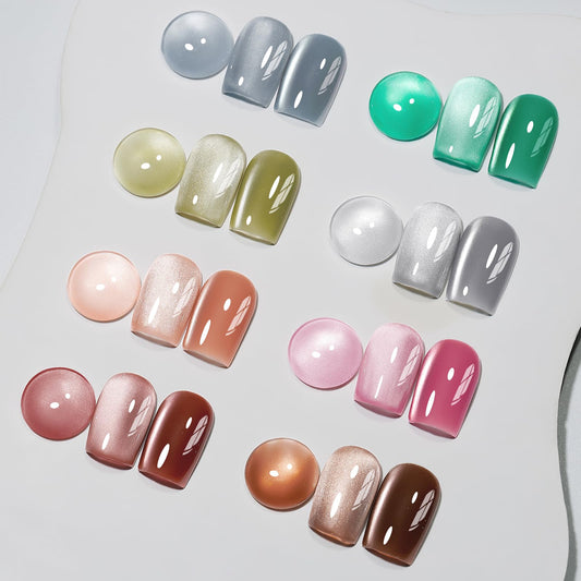 MIZHSE Cat Eye Kit with eight colors for chic nail designs.