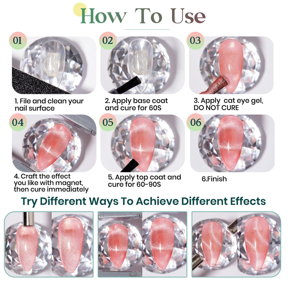 MIZHSE magnet stick included to craft cat eye effects on nails.