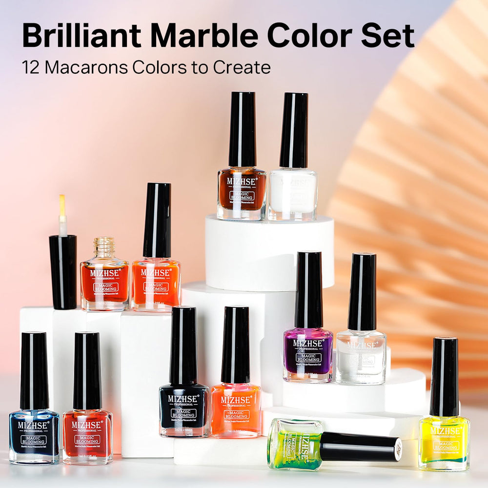 MIZHSE Marble Ink nails finished look highlights fast-drying to reduce mistakes