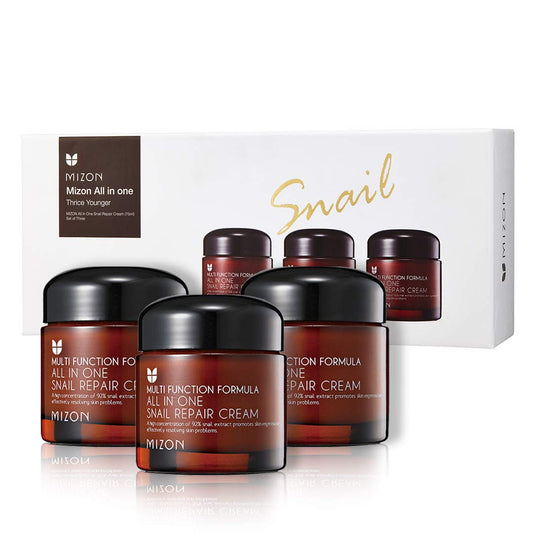 MIZON all-in-one snail repair cream 75ml pack3 close-up for hydration