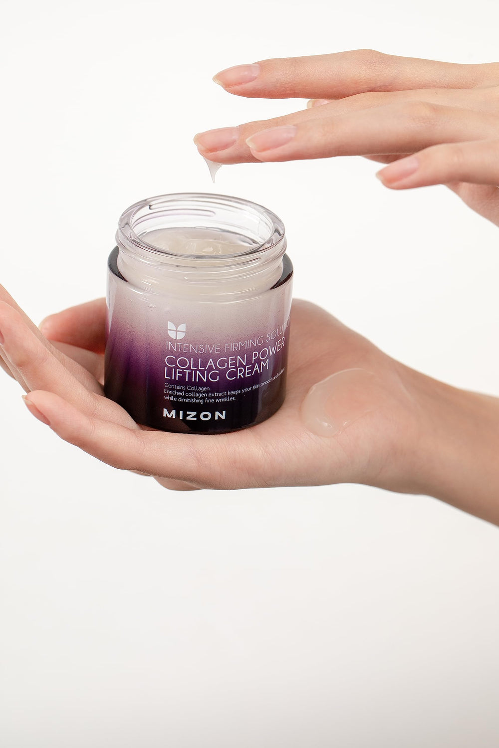 Ingredients panel of MIZON cream featuring royal jelly and hyaluronic acid