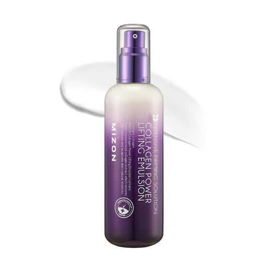 MIZON Collagen Power Lifting Emulsion bottle delivering deep hydration