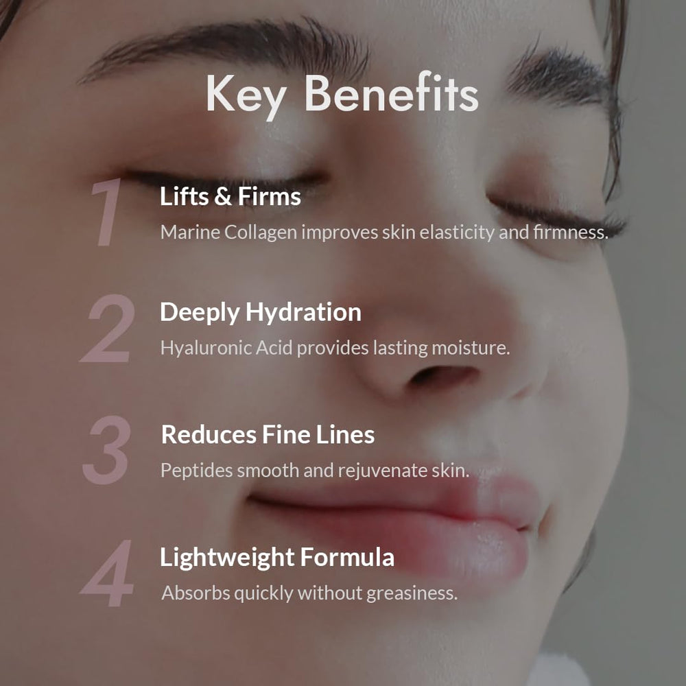 Applying MIZON Collagen Power Lifting Emulsion to the face for a gentle lift