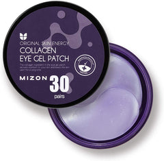 MIZON eye patch close-up shows gel texture for cooling relief and revitalized look.