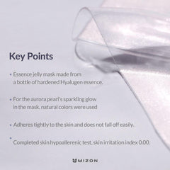 MIZON Hyalugen Pearl Jelly Mask being applied to the face for soothing care
