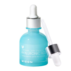 MIZON Hyaluronic Acid 100 Serum bottle highlighting deep hydration and glow.
