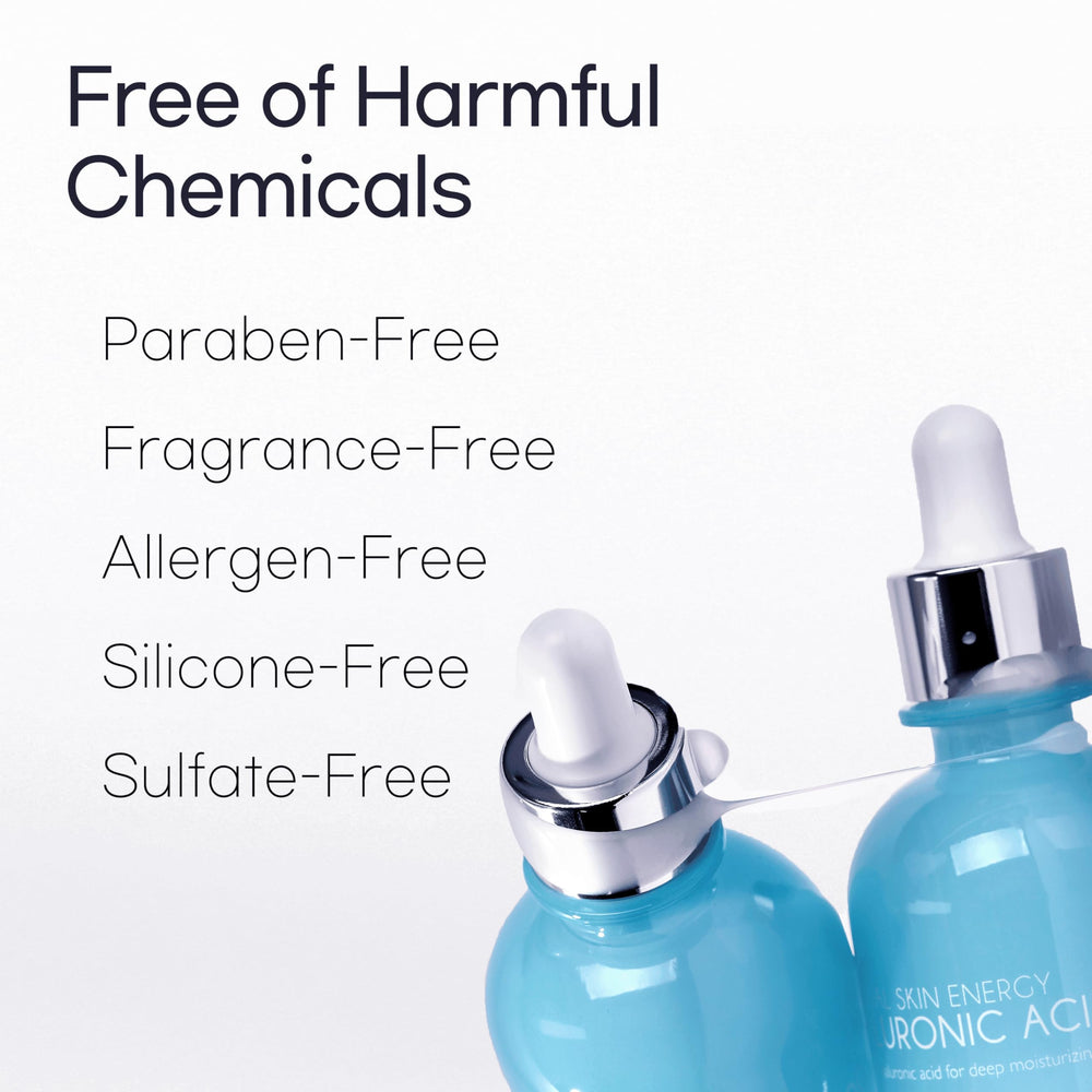 MIZON Hyaluronic Acid 100 Serum packaging art emphasizing clean beauty appeal.