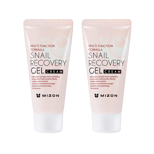 MIZON Snail Recovery Gel Cream Set with two 45 ml jars for daily hydration and gentle repair.