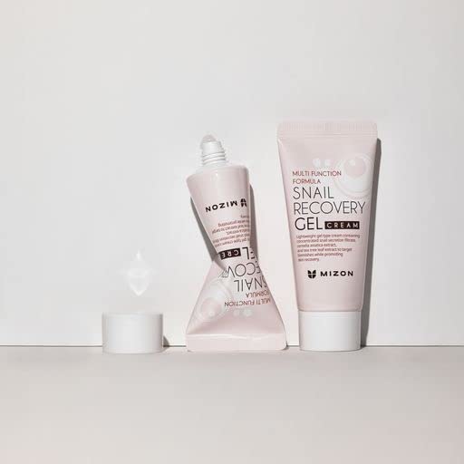 MIZON Snail Recovery Gel Cream product display featuring two jars for home use.