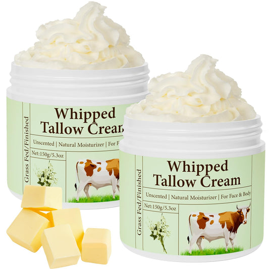 Mkzea Beef Tallow Face Moisturizer offers nourishing hydration with a smooth whipped texture.