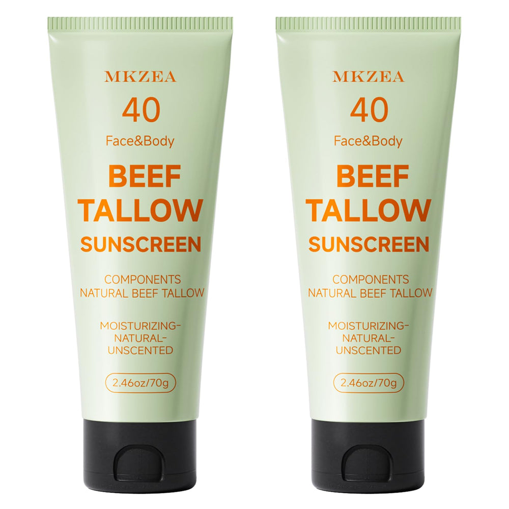 MKZEA tallow sunscreen bottle pour shows smooth application and skin-friendly hydration