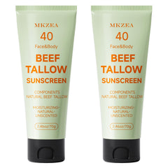MKZEA tallow sunscreen bottle pour shows smooth application and skin-friendly hydration