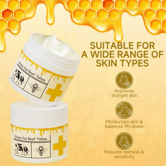Whipped beef tallow texture close-up highlighting creamy application