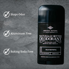 MNSC Old Faithful Deodorant pack back shows ingredients and aluminum-free formula.