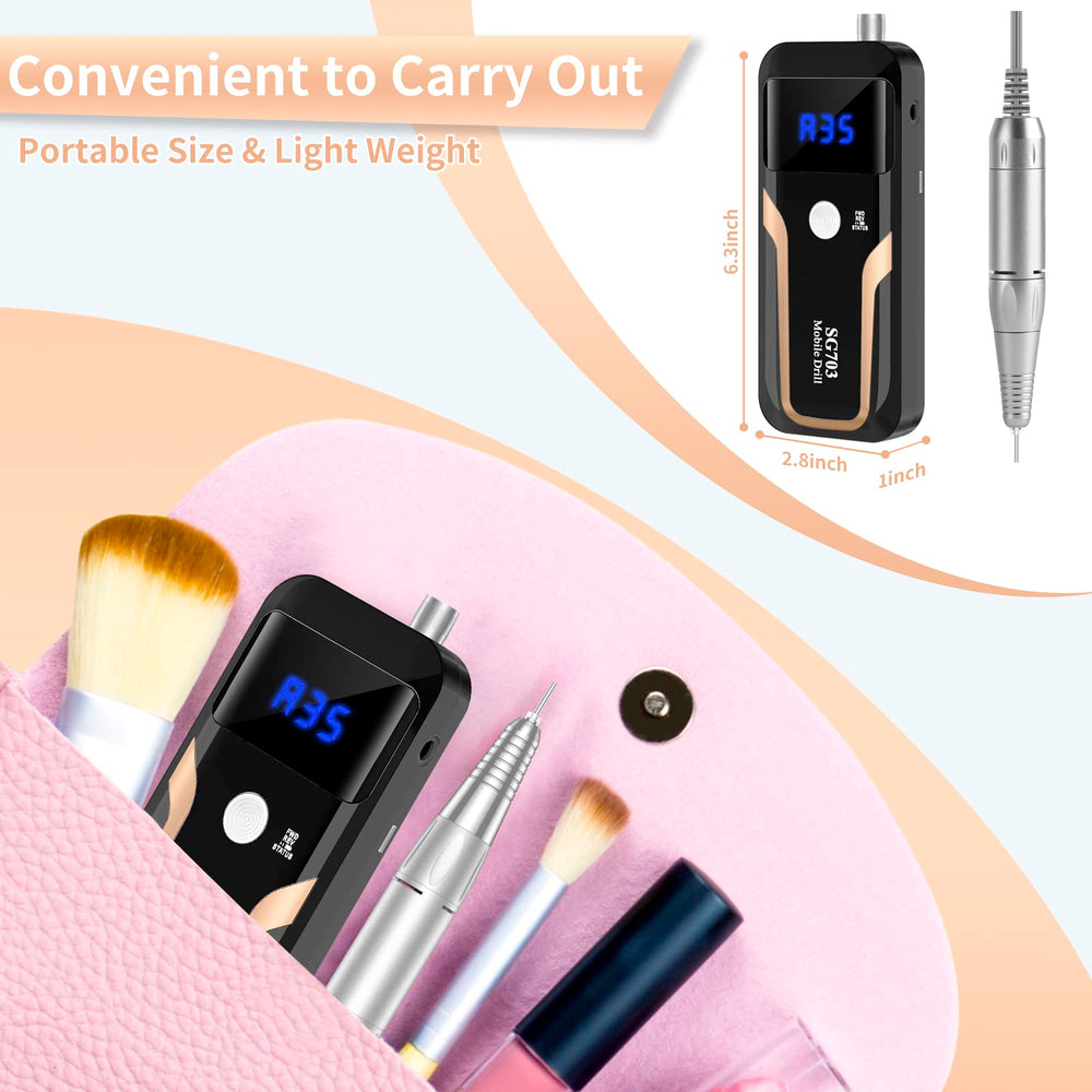 MOCOWIND cordless e-file with bits enables true salon portability.