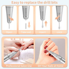 MOCOWIND kit includes seven bits and six sanding bands for versatility.