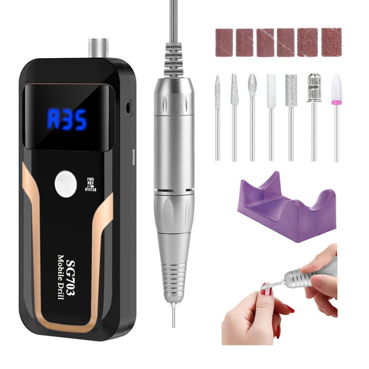 MOCOWIND portable nail drill at high speed for on-the-go manicures.