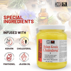 MODA Cholesterol Cream label closeup highlights nourishing ingredients.