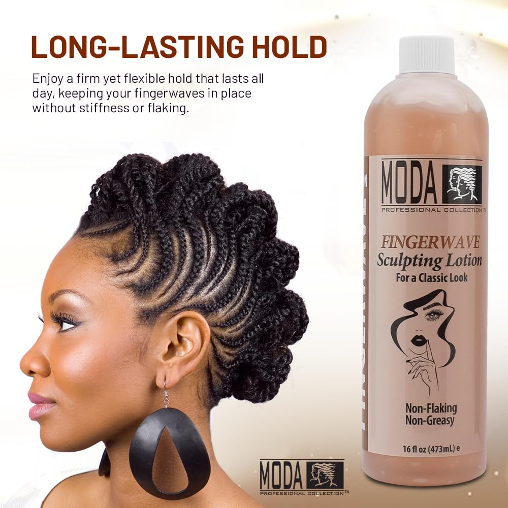 MODA Finger Wave Lotion texture swatch showing defined curls