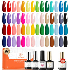 Modelones 32-pcs gel nail polish set featuring 28 colors for versatile nail art.