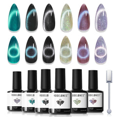Modelones cat-eye gel nail polish set packaging highlights six colors for versatile looks.